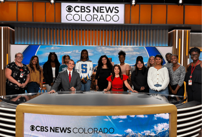 Girls Inc. girls and staff on set at CBS News Colorado studio